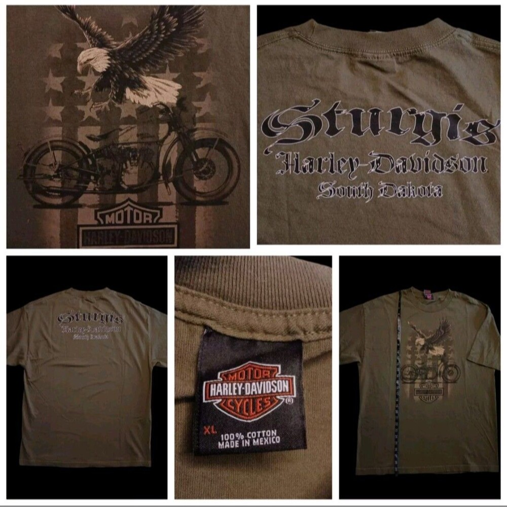 Official Harley Davidson Sturgis South Dakota Eagle 2 Sided  T-shirt Size XL